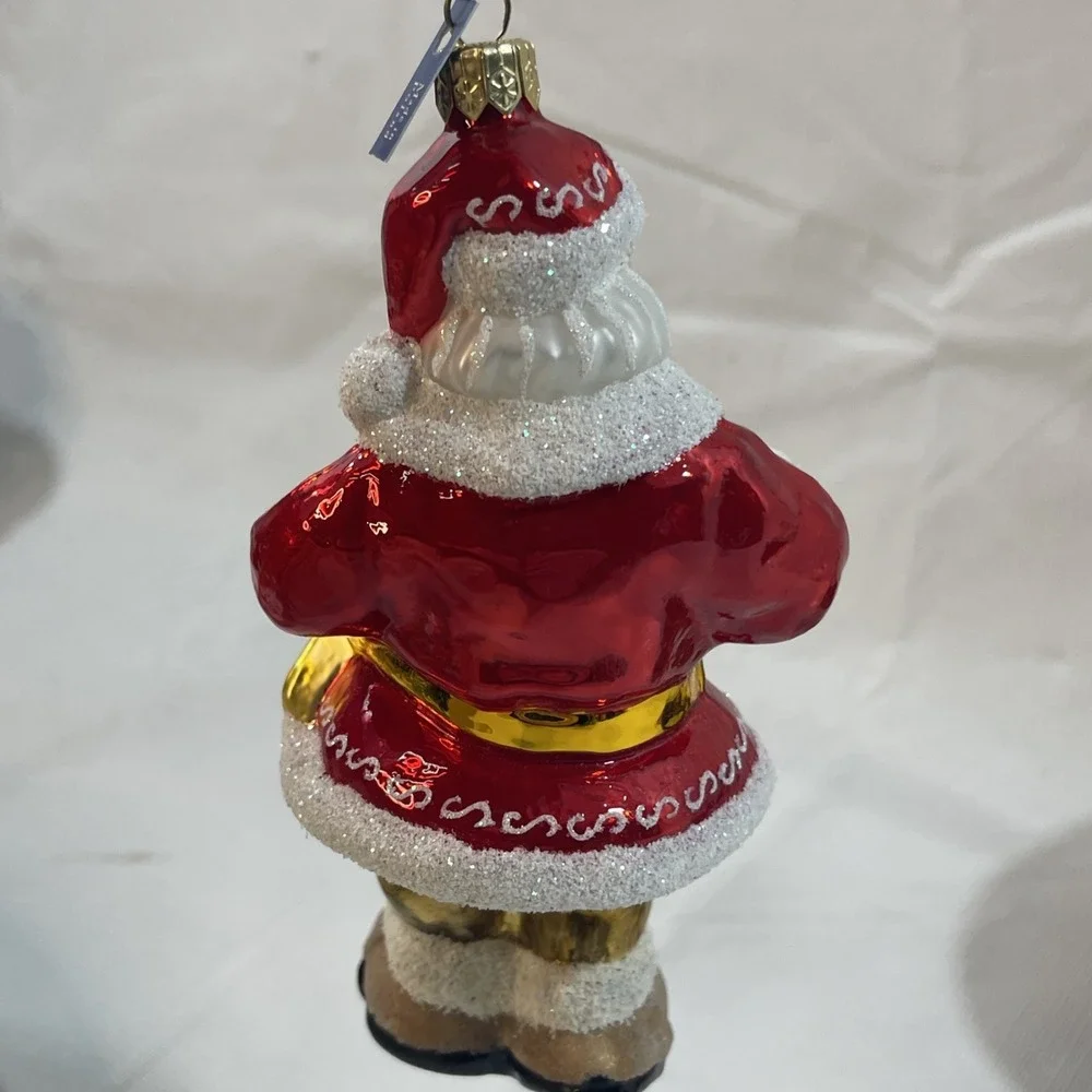 Blown Glass Santa Christmas Ornament 6.5